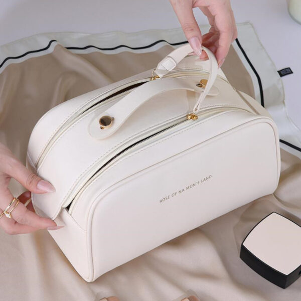 Big Capacity PU Leather Square Pillow Make Up Pouch Toiletry Makeup Cosmetic Vanity Bags