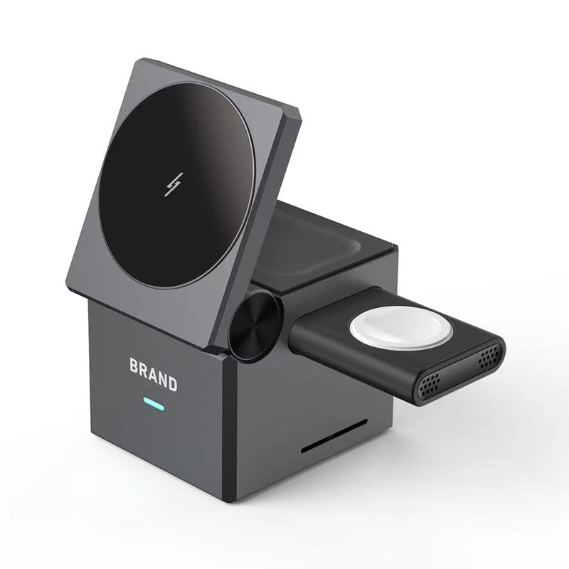 New 2024 Gadgets Wireless Charging Station 3 in 1 Wireless Charger Cube for Mobile Phone Smart Watch Earphone