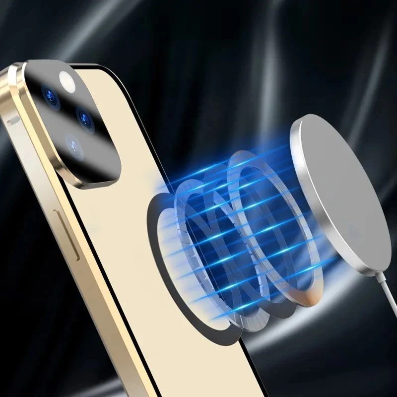 Magnetic Transparent Aluminum Alloy Frame Double-sided HD Glass Wireless Charging Phone Case for iPhone 15 14 13 Pro