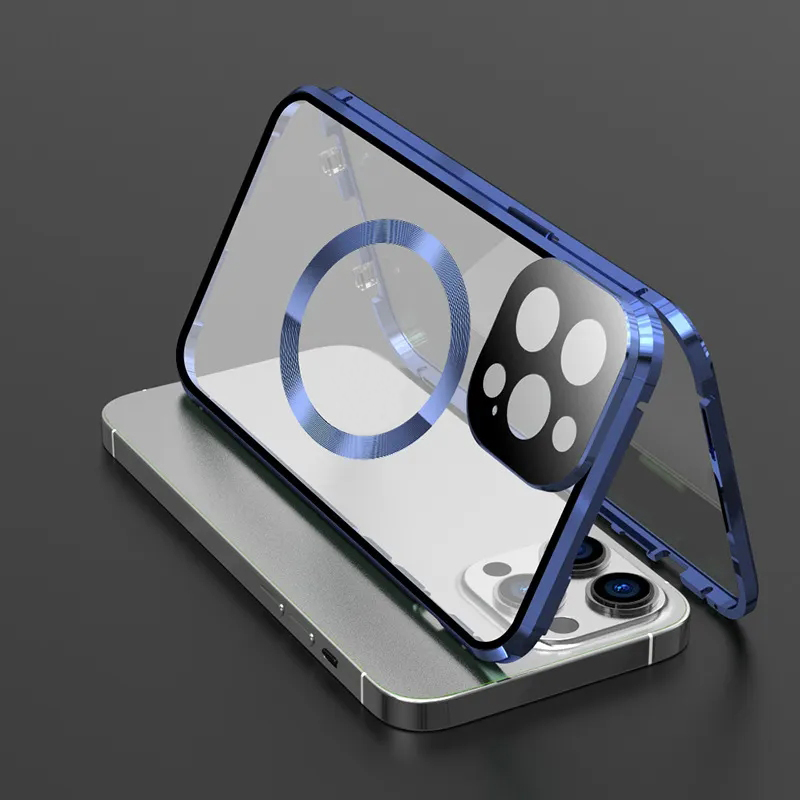 Transparent Aluminum Double-sided HD Glass Wireless Charging Phone Case for iPhone - Image 8