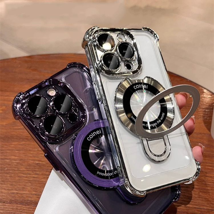 Lens Protector Corner Shockproof Electroplated Clear Phone Case for iPhone