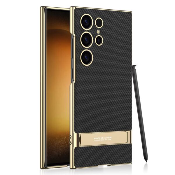 High quality Electroplated PU leather Phone Case for Samsung S24 Plus S24 Ultra S23 shockproof Cover adjustable holder