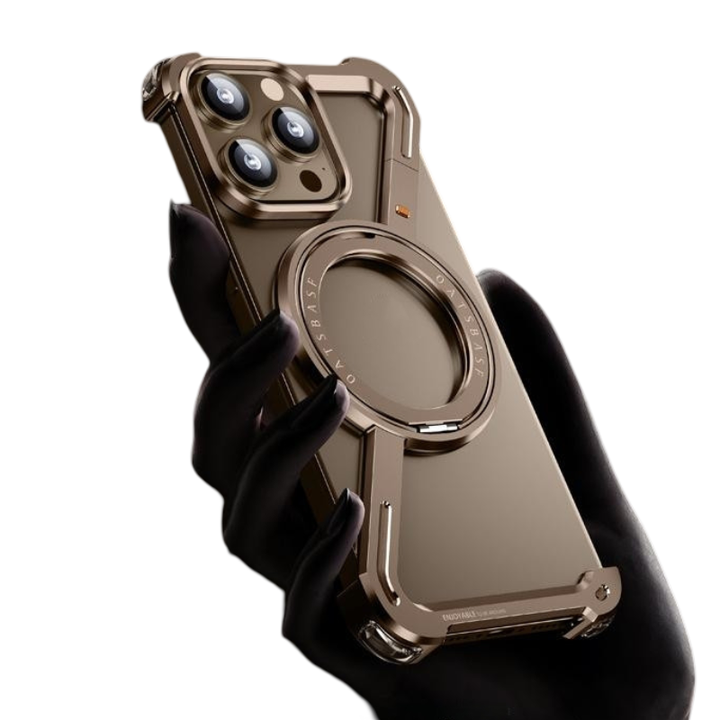 Hot Aluminum Frameless Z Case Magnetic Phone Case For iPhone 13 14 15 16 Pro Max With 360°Rotating Ring Stand Cell Phone Case