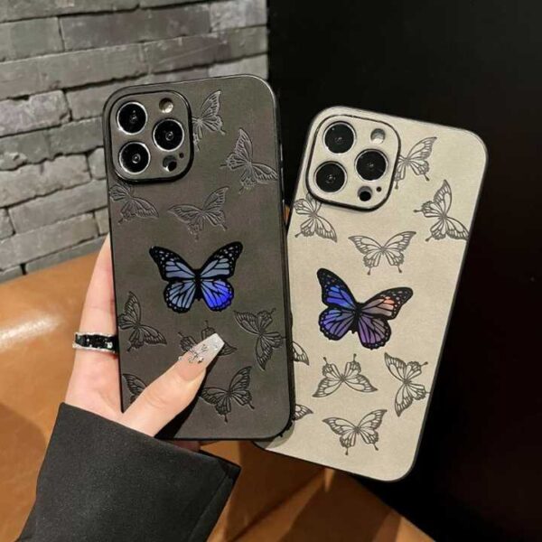 Luxury Butterfly Pattern Girls Mobile Phone Case For iPhone 16 15 14 13 12 11 Pro Max Leather Ins Design Phone Case