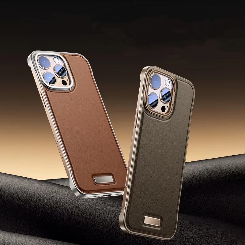 Ultra thin Leather Frameless iPhone Cover With Metal Lens Protection For iPhone - Image 2
