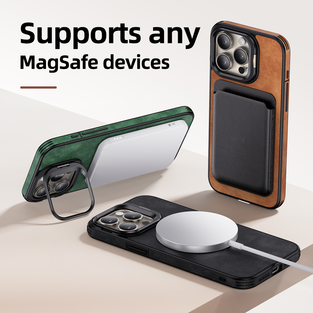 Luxury Deer Leather Camera Lens Holder Phone Case For iPhone - Image 4