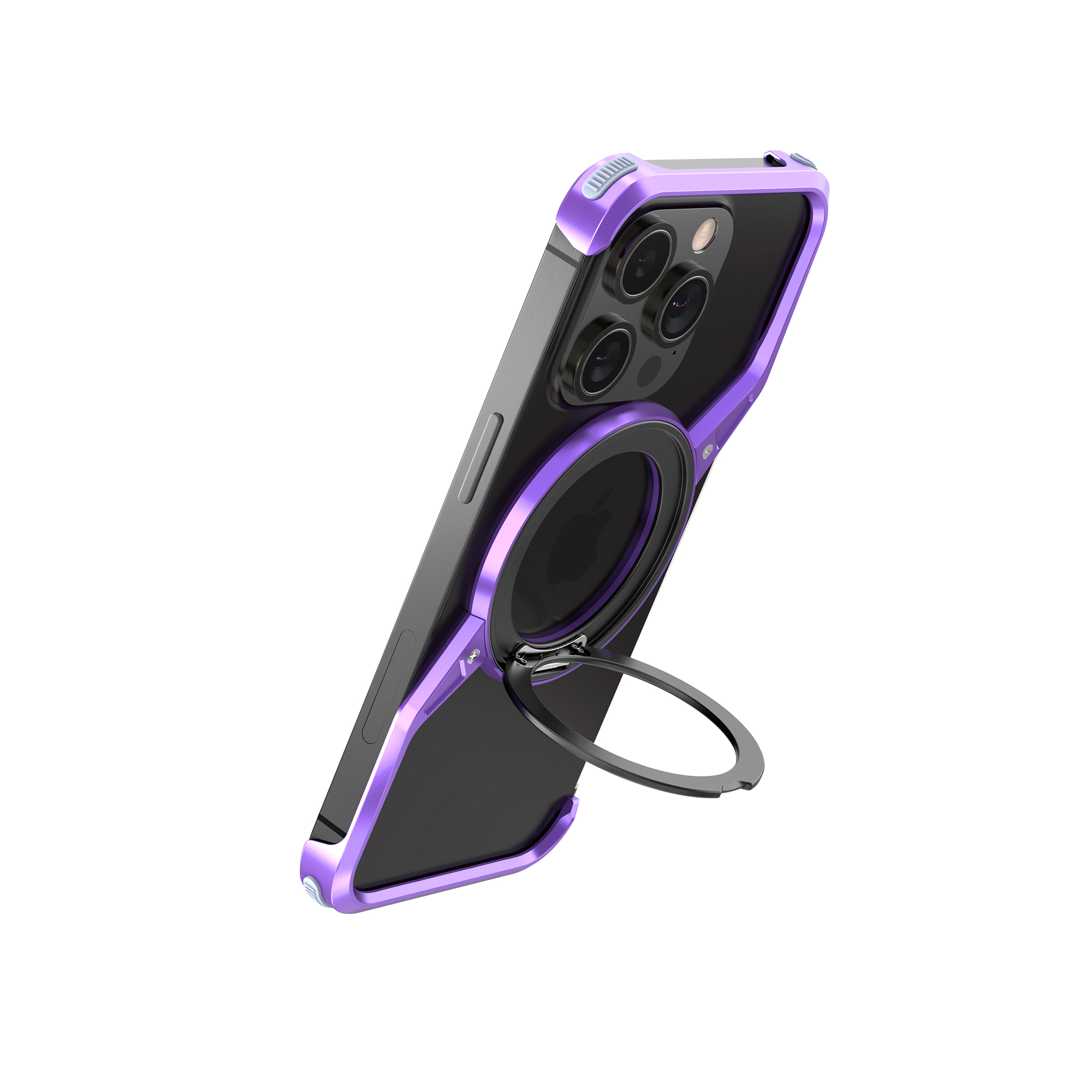 Aluminum Frameless Z Magnetic Mobile Phone Shell With Kickstand For iPhone 13 14 15 16 Pro Max Bezel Less Metal Stand Phone Case