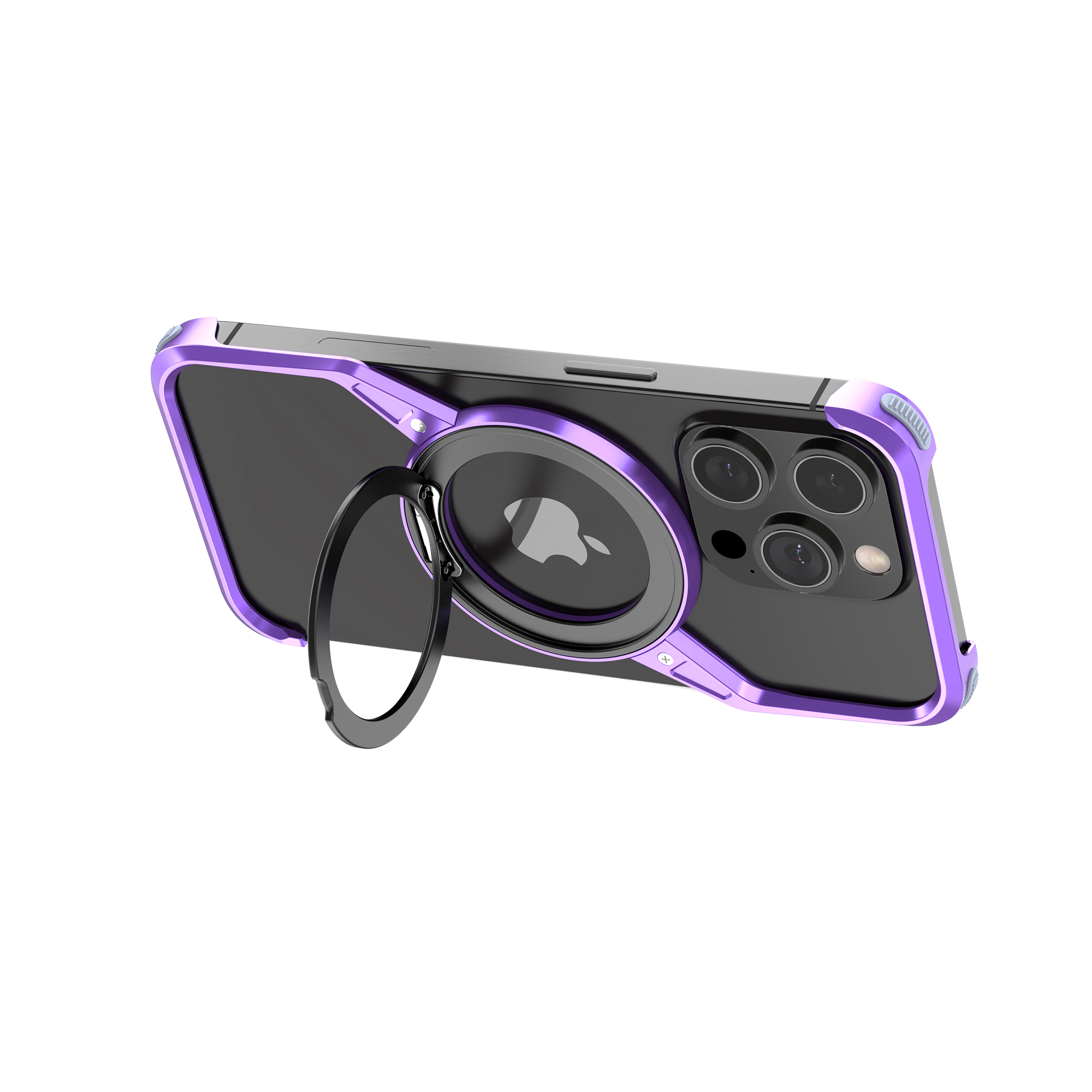 Aluminum Frameless Z Magnetic Mobile Phone Shell With Kickstand For iPhone 13 14 15 16 Pro Max Bezel Less Metal Stand Phone Case