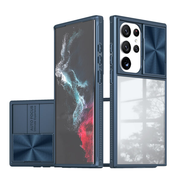 Clear Bumper Phone Case for Samsung S24 Ultra Sublimation Slide Camera Cover for Samsung S24 S23 Ultra Armor Clear Acrylic Case