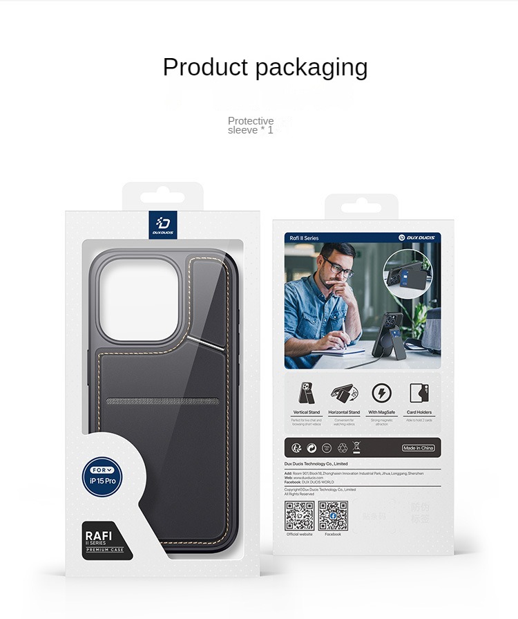 DUX DUCIS Rafi II Series Back Cover for galaxy S24 S23 Wireless Charging Leather Card Slot for iPhone 15 16 Pro Wallet Holder