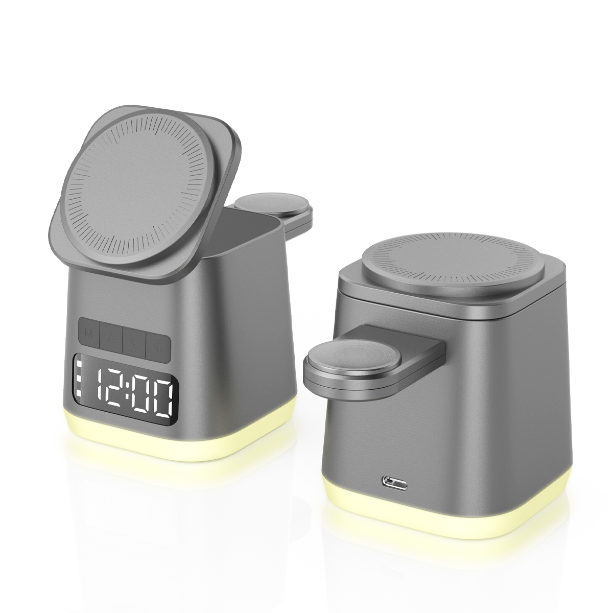 Factory Private Molde Foldable Magnetic Led desk lamp with Alarm Clock Wireless Charger Stand