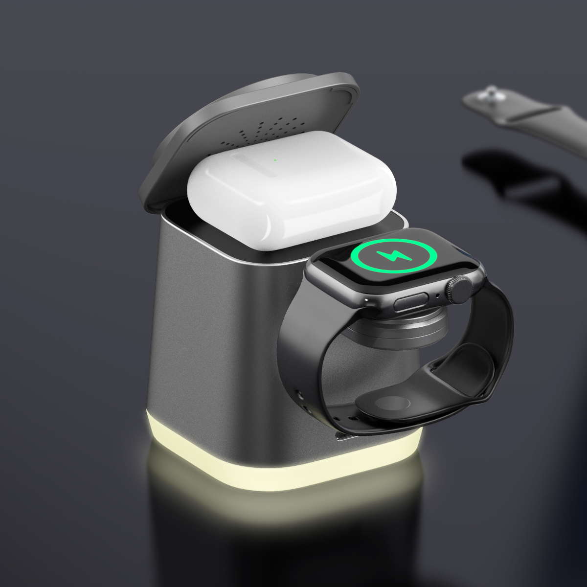 Factory Private Molde Foldable Magnetic Led desk lamp with Alarm Clock Wireless Charger Stand