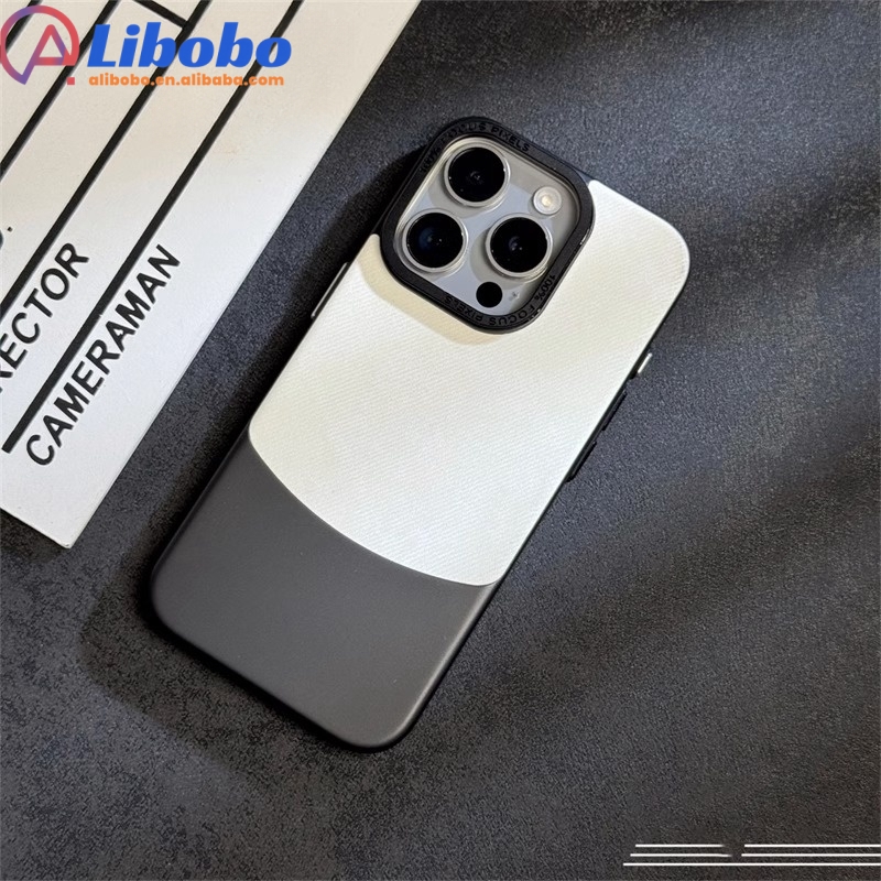 Luxury Splicing Chorionic Hard PC Phone Case For iPhone 16 15 14 Plus 13 12 Pro Max Metal Lens Protection Matte Shockproof Cover