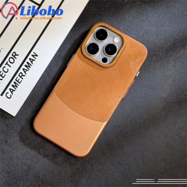 Luxury Splicing Chorionic Hard PC Phone Case For iPhone 16 15 14 Plus 13 12 Pro Max Metal Lens Protection Matte Shockproof Cover