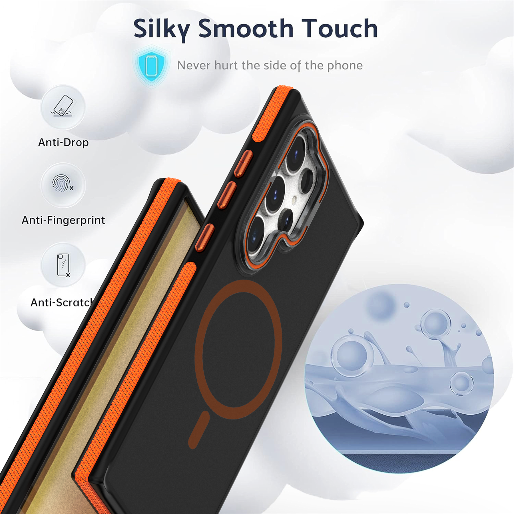 Magnetic Phone case for Samsung S24ultra S23plus S22fe S21 S20 Semi Transparent Skin Sensitive Shock-absorbing Protective case