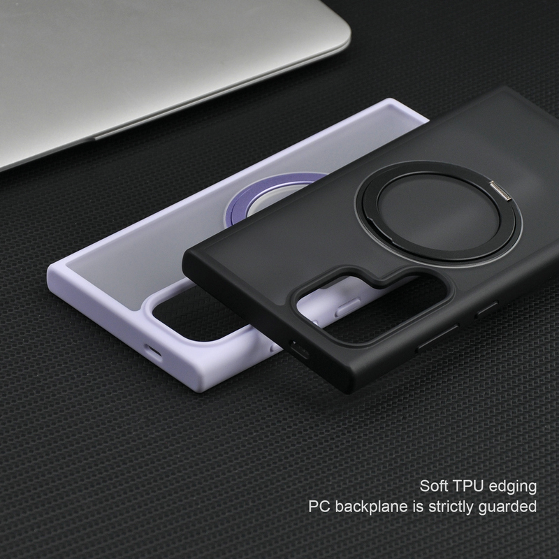 New 360 Rotatable Magnetic Ring for Samsung Galaxy S24 S25 Case With Magnetic Invisible Stand for Samsung S24 Ultra Matte Case