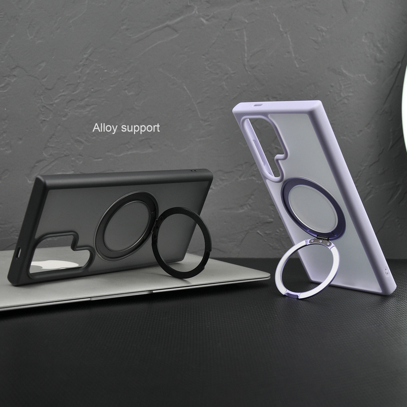 New 360 Rotatable Magnetic Ring for Samsung Galaxy S24 S25 Case With Magnetic Invisible Stand for Samsung S24 Ultra Matte Case