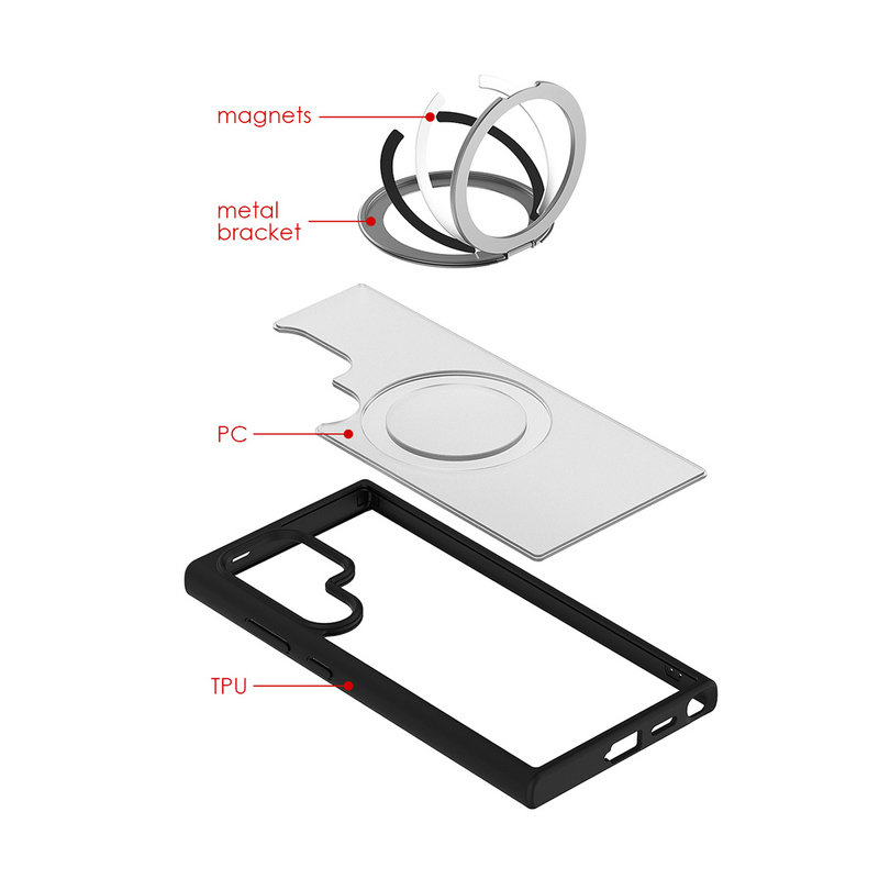 New 360 Rotatable Magnetic Ring for Samsung Galaxy S24 S25 Case With Magnetic Invisible Stand for Samsung S24 Ultra Matte Case