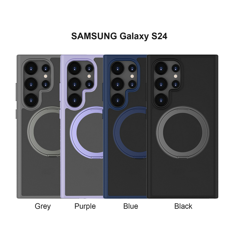 New 360 Rotatable Magnetic Ring for Samsung Galaxy S24 S25 Case With Magnetic Invisible Stand for Samsung S24 Ultra Matte Case