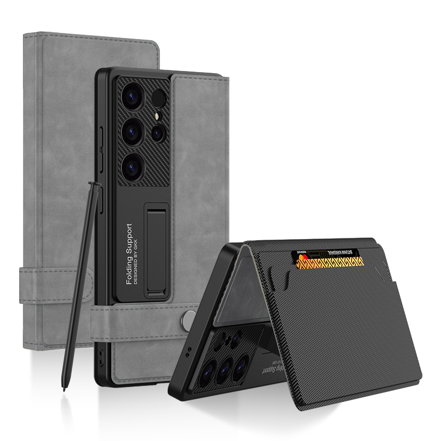 GKK Flip PU Leather Case for Samsung Galaxy S25 S24 Ultra S23 Kickstand Wallet Case for Samsung S23 S24 S25 Ultra