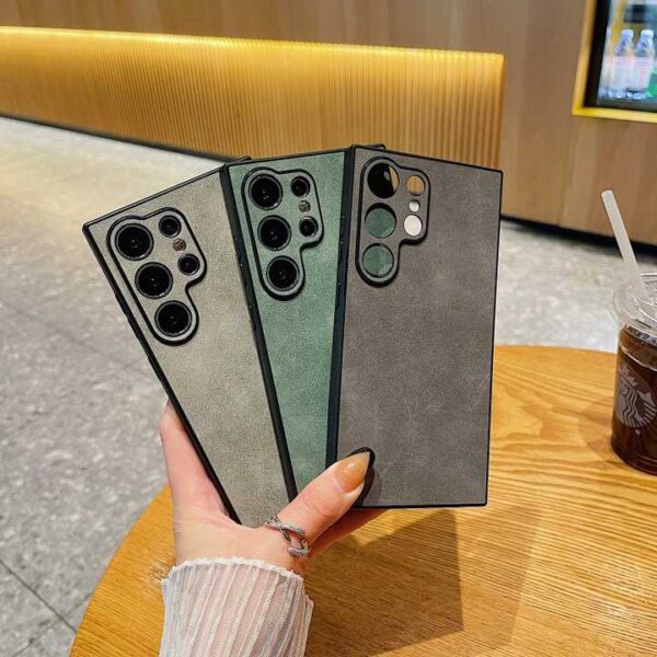 Luxury Fingerprint-proof Leather Case for Samsung Galaxy S24 S23 S22 S21 Ultra Plus Case Protective Shockproof Back Cover