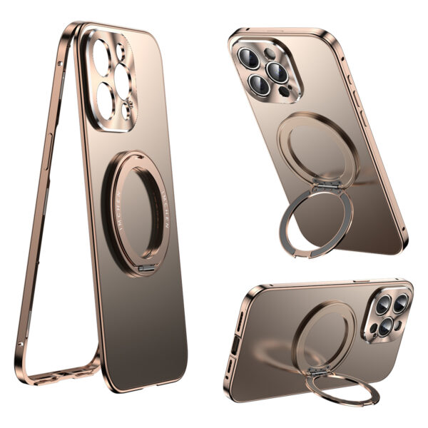 Wholesale Matte Metal TPU Phone Cover for iPhone 12 13 14 15 16 Pro Max Magnetic Ring Holder Bracket Shell Back Funda Case"