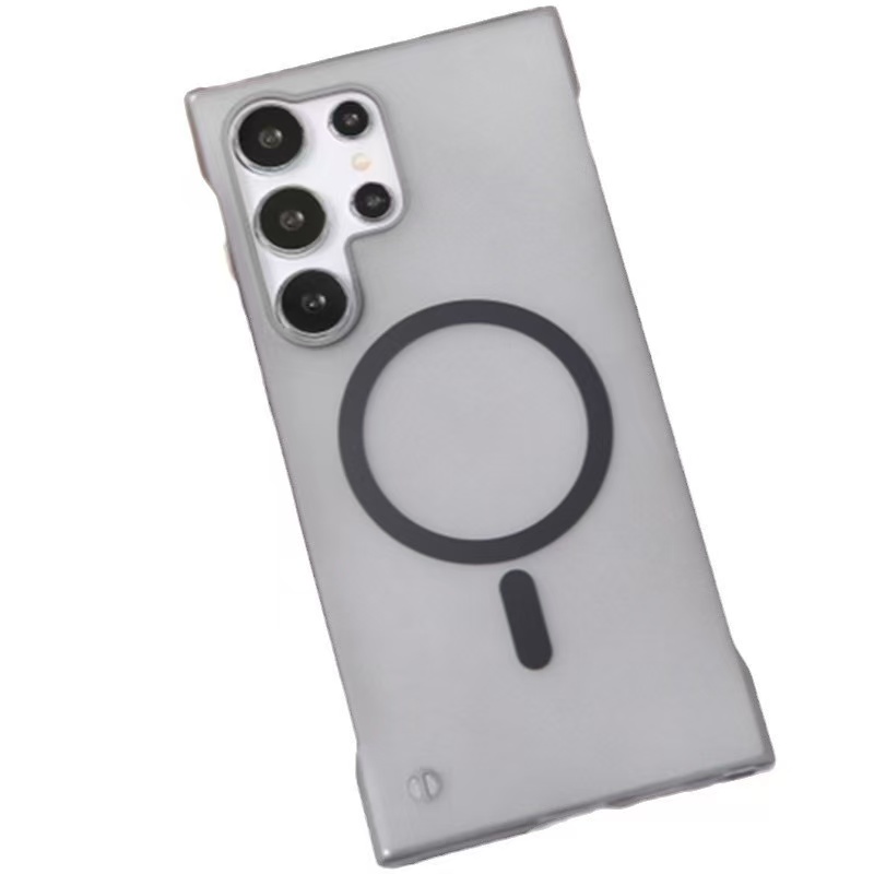 Large Hole No Border Magnetic Suction for Samsung S24ultra Mobile Phone Case S25 Applicable S23 Scrub S22 Cross Border S24plus