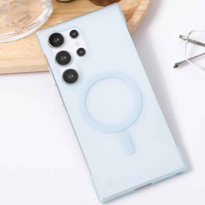 Large Hole No Border Magnetic Suction for Samsung S24ultra Mobile Phone Case S25 Applicable S23 Scrub S22 Cross Border S24plus