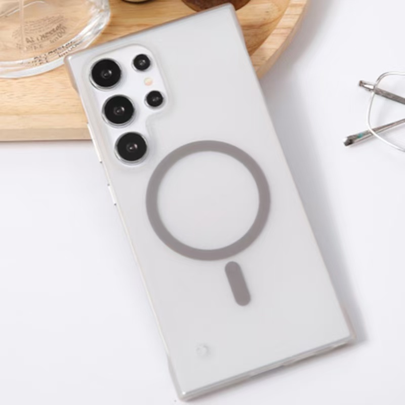 Large Hole No Border Magnetic Suction for Samsung S24ultra Mobile Phone Case S25 Applicable S23 Scrub S22 Cross Border S24plus