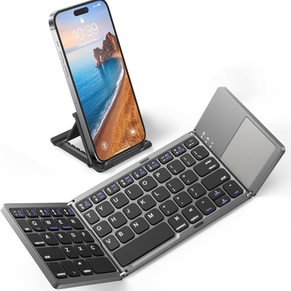 Rechargeable Bluetooth Folding Keyboard with Touchpad Portable Slim Wireless