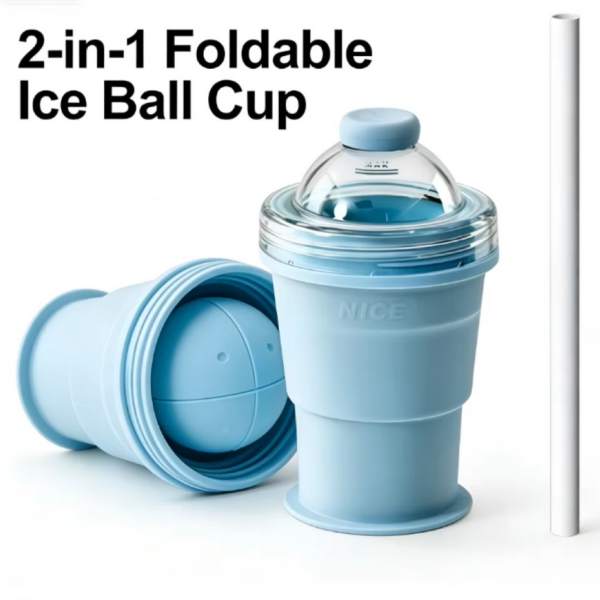 Foldable Silicone Ice Ball Cup 2-in-1 Large Ice Maker